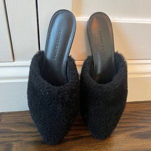 Jenni Kayne Black Shearling Mules SIZE 36 / US 6